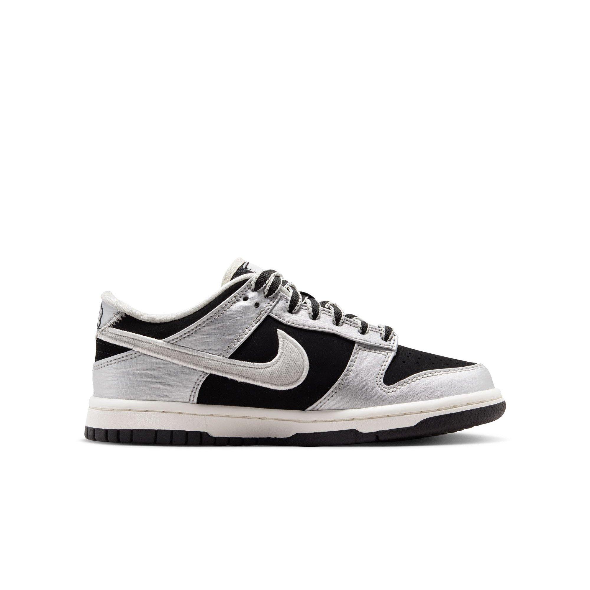 Nike Dunk Low LV8 "Metallic Silver/Black" Grade School Boys' Shoe - BLACK/SILVER